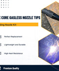 24Piece Flux Core Gasless MIG Welding Kit With 0.030 Tips, Nozzles, And Diffusers in use, replacement accessories