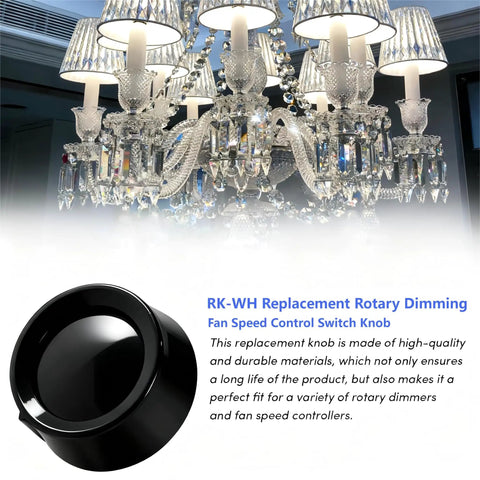 2 Pack Black Rotary Dimmer Knob Replacement For Rotary Dimmer Switch And Fan Control RK IV Round Dimmer Black Finish