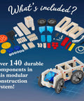 Kids Mechanical Engineering Kit Build 20 Mechanical Models And Vehicles Learn Force And Motion components and modular car model.