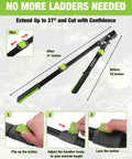 Extendable Bypass Lopper For Gardening One Point Five Inch Cutting Capacity 25 To 37 Inch Telescoping Tree Cutter Heavy Duty Pruning Shear Featuring Gear System And SK5 Blade For Easy Yard Work And Clean Tree Trimming showing handle adjustment and locking mechanism