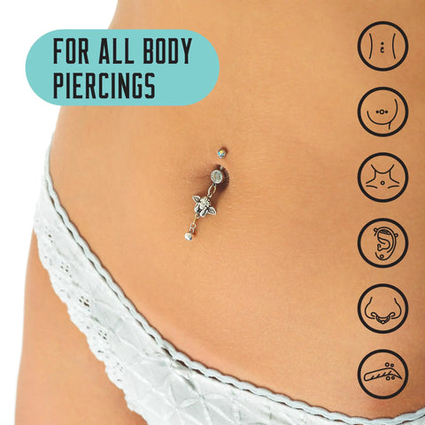 Piercing Aftercare Spray Isotonic Saline Cleanser For New And Existing Piercings 4 Oz on navel piercing, for all body piercings
