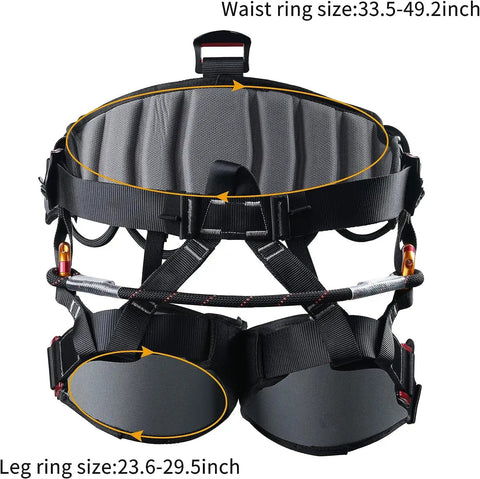 Half Body Tree Climbing Harness For Men With Thick Waist Cushion, ANSI Certified 23KN Safe Height Rescue Belt, rear view
