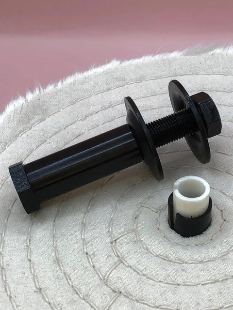 Heavy Duty Solid Steel Angle Grinder Buffing Wheel Extension Shaft Kit featuring a black oxide steel mandrel adapter.