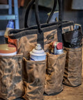 Waxed Canvas Tool Tote Bag for Tools Gardening Cleaning Supplies and Mobile Bar Durable 14 Inch Organizer with Various Items