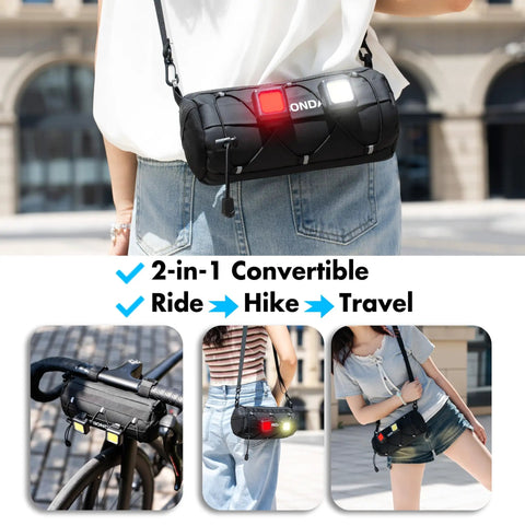 Waterproof Bike Handlebar Bag For Road And Mountain Bikes Front Storage With Shoulder Strap Easy To Clean Artificial Leather Bag For Bikepacking Daily Commute And All Weather Rides