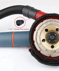 Universal 5 Inch Angle Grinder Slurp Guard Dust Shroud with Quick Clamp Fitting and Shop Vac Hose Adapter detail image showing threaded hose adapter