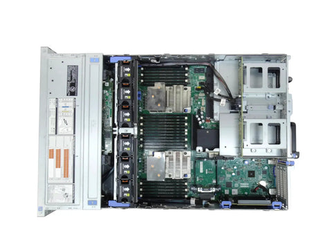 Inside view of R740Xd 2U Rackmount Server Loaded With Dual Intel Xeon Gold Processors, showcasing motherboard and components.