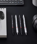Pro Grade 0.5mm Mechanical Pencil With Brass Mechanism Cushioned Lead Built In Eraser Knurled Non Slip Grip Matte Black Finish A True Workhorse For Crisp Lines Precision Writing And Sketching on desk