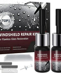 Windshield Crack Repair Kit For All Cracks, 5 Minute Quick Fix With Nano Glass Repair Liquid, Includes 2 Bottles, Nail Bullseye And Star Cracks, 2026 Updated Car Glass Repair Tool, featuring repair resin bottles, blades, and applicators.