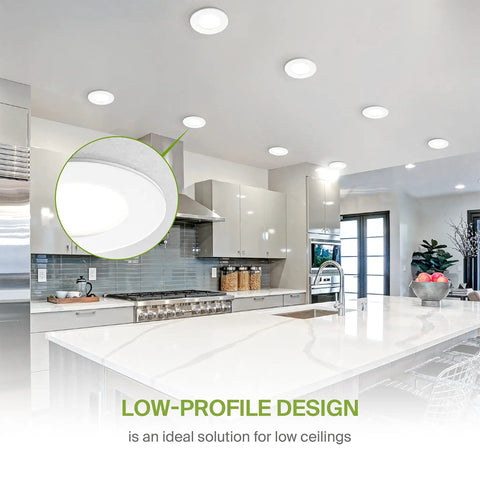 3 Inch LED Recessed Light Kit Ultra Thin Dimmable Ceiling Lights With J Box 2700K 3000K 3500K 4000K 5000K Color Temps 6W 30W Equivalent Canless Wafer Round Slim Panel UL Energy Star Black 6 Pack