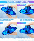 Dope LED Spinner Kids Drone Toy With 2026 Upgrade Hand Operated Fidget Flying Spinner showing four flight modes in navy plastic