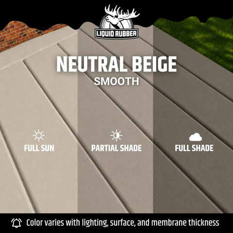 Heavy Duty Polyurethane Deck Coating In Smooth Neutral Beige With Hella Durable Waterproof Seal For Wood And Concrete on a deck in full sun, partial shade, and full shade.