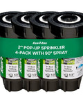 Slick Pressure Regulated Pop Up Sprinkler Head 2 Inch Quarter Circle Irrigation Kit Pack Of 4 With Dual Spray Nozzles, 4-pack 2" pop-up design.