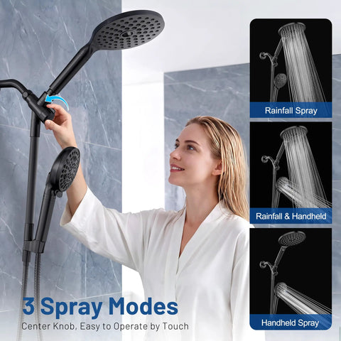 Dual Filtered Rain Shower Head Combo With High Pressure Handheld And Adjustable Rail Acts As A Straight Up Hard Water Fighter To Beat Chlorine And Keep Your Rinse Feelin Fresh And Smooth
