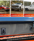 4 Piece Rig Ready Truck Bed Tie Down Anchors With E Port Bracket Plates And E Track O Rings Compatible With 2015 To 2024 Ford F150 F250 F350 showing F-150, F-250, and F-350 trucks.