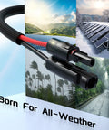 10 AWG 30 Ft Solar Panel Extension Cable Built To Last With Flame Retardant Protective Sleeving Twin Wire Solar Cable Featuring IP68 Waterproof Connectors Dust Caps For Home And RV Solar Setups.