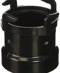 Rotating Rigid Pipe RV Waste Outlet Adapter 3 Inch Hub To Bayonet Hooks Black, front view, designed for secure leak-free hookups