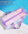 Iridescent Clear Jelly Tote Beach Bag For Women Waterproof And Sandproof See Through Pool Bag With Zipper Ideal Cruise Essentials