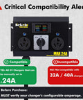 No Sweat Manual EV Charging Switch with gauge and toggle, aluminum housing for dual device power control, max 24 amps.