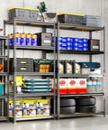 Tough As Nails 5-Tier Metal Shelving Unit Heavy Duty Storage Rack with tools and supplies organized on multiple shelves.