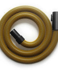 Coiled yellow One Seven Eighth Inch Seven Foot Shop Vac Hose For Dewalt Wet Dry Vacuum Six To Ten Gallon Models DXVA19 2500 with black ends.