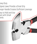 Heavy Duty Fence Pliers Set With Nail Puller, Staple Puller And Cutting Pliers For Construction And Carpentry, 10 Inch Steel Alloy Multi Tool in close-up detail showing jaw alignment and handle design.