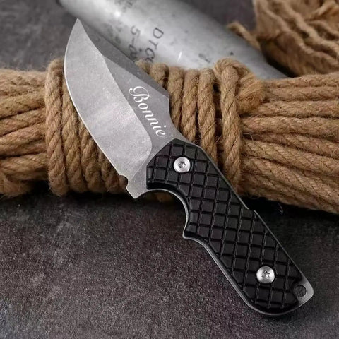 Mini Survival Knife With Sheath, Back Clip Whistle, and Multi Tool Build on coiled rope, EDC ready for outdoor activities