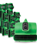 Heavy Duty Workhorse Air Mover And Carpet Dryer With Built In Outlets And Three Hour Timer Killer Airflow Floor Blower in green