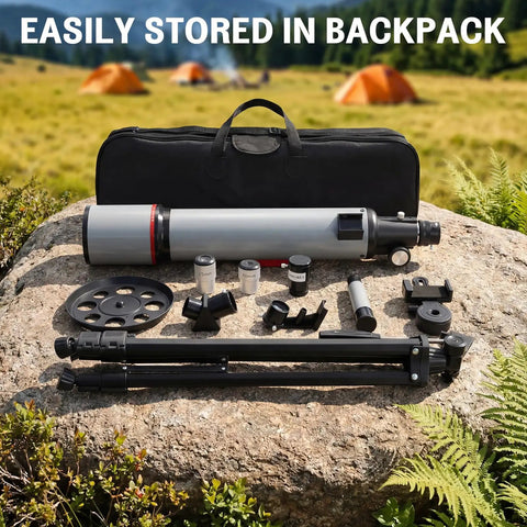 Beginner Friendly 90mm Refractor Telescope With 600mm Focal Length 180x Magnification Phone Adapter Tripod And Carry Bag
