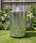 Outdoor 31 Gallon Burn Barrel For Trash Leaves And Paper Galvanized Steel Burn Can Cage Bin With Chimney Lid And Vent Holes