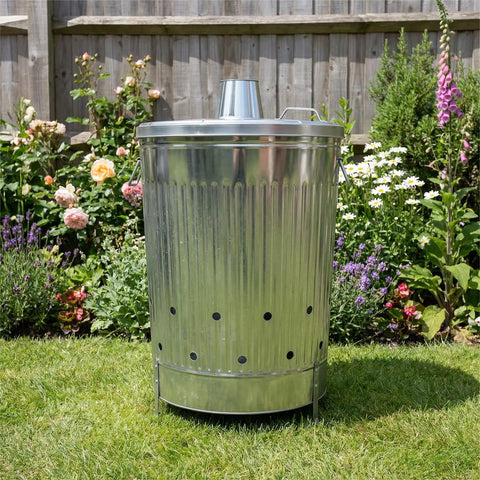 Outdoor 31 Gallon Burn Barrel For Trash Leaves And Paper Galvanized Steel Burn Can Cage Bin With Chimney Lid And Vent Holes