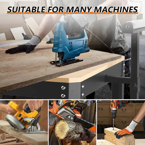 Heavy Hitter Rolling Planer Stand Holding 550 Lb Load Capacity Height Adjustable Miter Saw Table With Extension Rollers for diverse machine use.