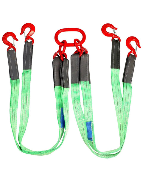 Heavy Duty 5ft Chain Sling Rigging Kit With Four Leg Grab Hooks And Adjuster 13220 Lb Safe Lifting Capacity G80 Alloy Steel Chain Eye Hooks For Safe Towing And Cargo Handling On Job Sites, four-leg sling
