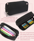 Massive Capacity Pencil Case With Dual Compartments And Zipper, Water-Resistant Nylon Office Pencil Bag Holds Up To 70 Pens Or Pencils