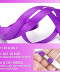 Close-up of purple lanyard fabric and clip, from Purple Lanyards For IDs, 100 Pack, 18 Inch Polyester Lanyards With Swivel Hook And Clip