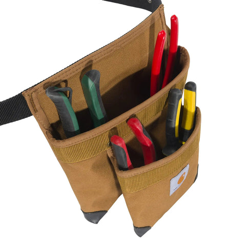 Legacy Standard Tool Belt With 11 Pockets Padded Comfort Brown 1200 Denier Polyester with tools visible in pockets.