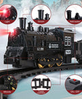 Electric Train Set For Kids With Steam Locomotive And Cargo Cars Tracks And Railway Kit Lights Smoke And Sound 55 Inch By 35 Inch Layout