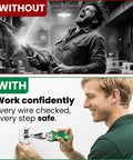 Man using 8 In 1 Wire Stripper With Voltage Tester And Crimping Tool For Electricians in safe electrical wiring project