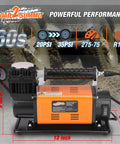 Heavy Duty Portable 12V Air Compressor Kit And Tire Inflator Beast With 150 Psi Max Pressure And 6 Point 35 Cfm Flow in rugged design.