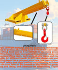 Heavy Duty Adjustable Mobile Crane Telescopic Boom With 11000 Lb Forklift Rig And Truss Jib Lifting Hoist hook attached, showcasing lifting capacity.