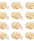 12 Pack Battery Operated 7 Foot 20 LED Fairy Lights Silver Wire Waterproof Firefly Starry Moon Lights DIY Crafts Wedding Centerpieces Party Ramadan Decorations coiled with battery pack