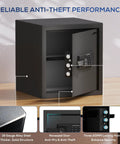 Biometric Safe Box With Fireproof Bag, Quick-Access Fingerprint Sensor showing alloy steel structure and locking points.