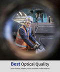 Worker using a drill, wearing a Full Face Safety Shield With Clear Extrusion-Grade Polycarbonate Visor, built for impact resistance.