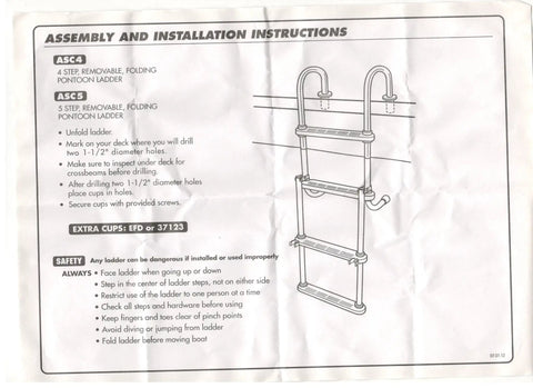 Removable Folding 5 Step Pontoon Boat Ladder With Anodized Aluminum Tubing Built Tough And Holds Up To 300 Lbs Stows Easily On Deck With Rail Mount Clips For Quick Access And Compact Storage assembly instructions diagram