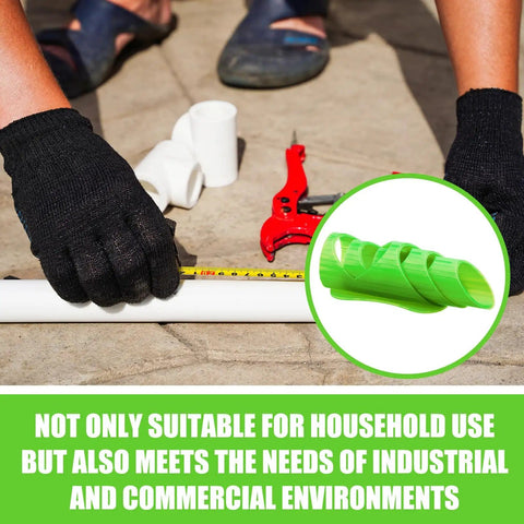 6 Pack Foam Pipe Insulation Cutter Kit being used on pipe; close-up of DIY Friendly Tube Cutting Guide Tools in green.