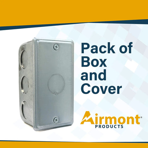 Pro Grade 4x2 Inch Utility Electrical Box And Cover Pack With Ten 1/2 Inch Knockouts, Drawn Construction, Galvanized Steel