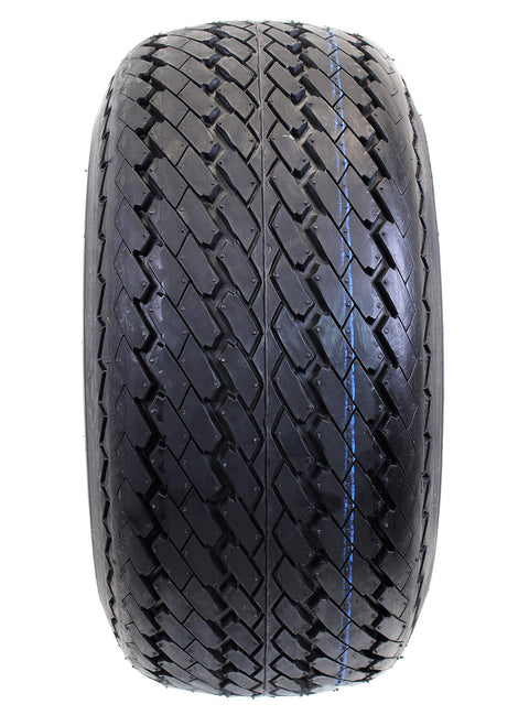 Front view of 4 Pack 8 Inch Black Golf Cart Tire And Wheel Set 18x8.5-8 DOT 4 Ply Wanda Tire Fits EZGO Club Car Cushman Yamaha Ready To Install