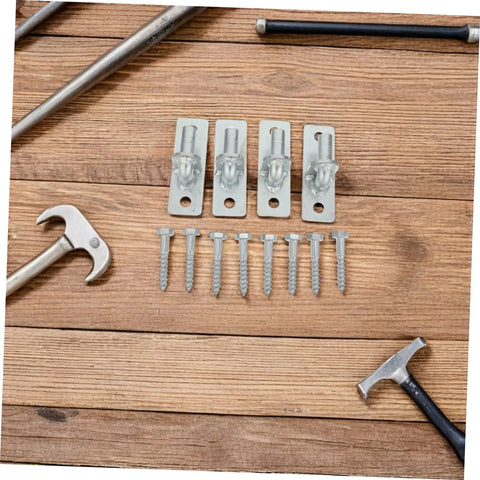 Badass 4 Pcs Wall Mount Gate Hinges For Fence Posts, silver metal hardware, includes four brackets and screws, for heavy-duty gates.