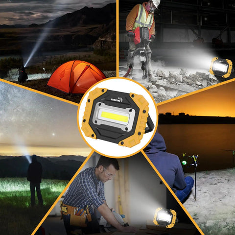 LED Work Light With Rechargeable Battery And Magnetic Stand On The Go Waterproof Portable Flood Light For Job Sites