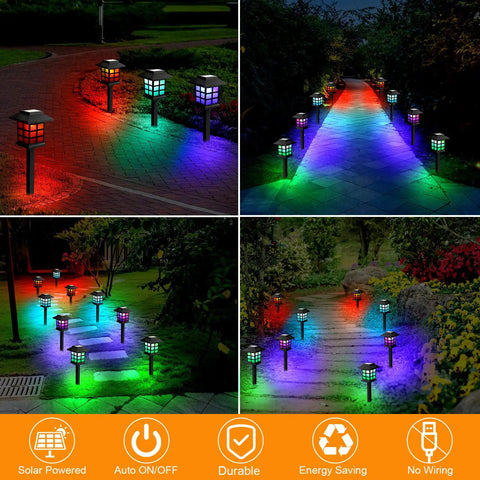 24 Pack Solar Pathway Lights Outdoor Waterproof LED Solar Powered Landscape Lighting for Yard Garden walkway at night